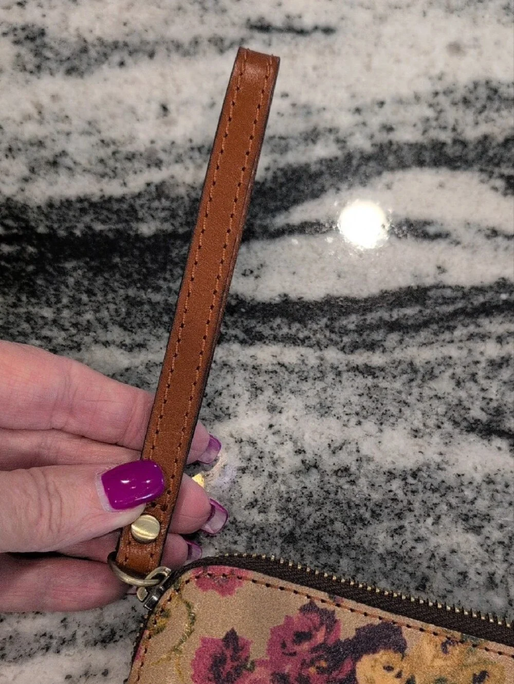 Patricia Nash Cassini Antique Rose Floral Italian Leather Wristlet